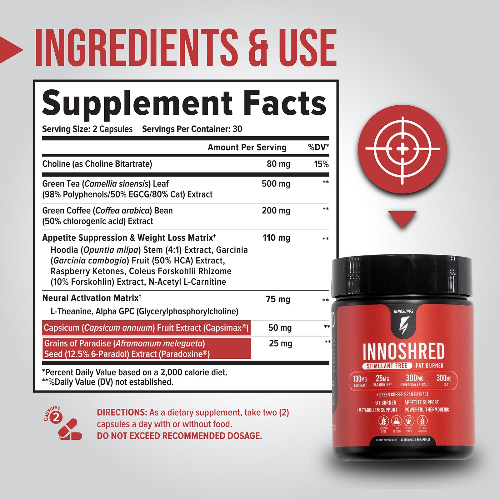 Inno Shred Stimulant Free by Inno Supps - Burn Fat, Weight Loss Support