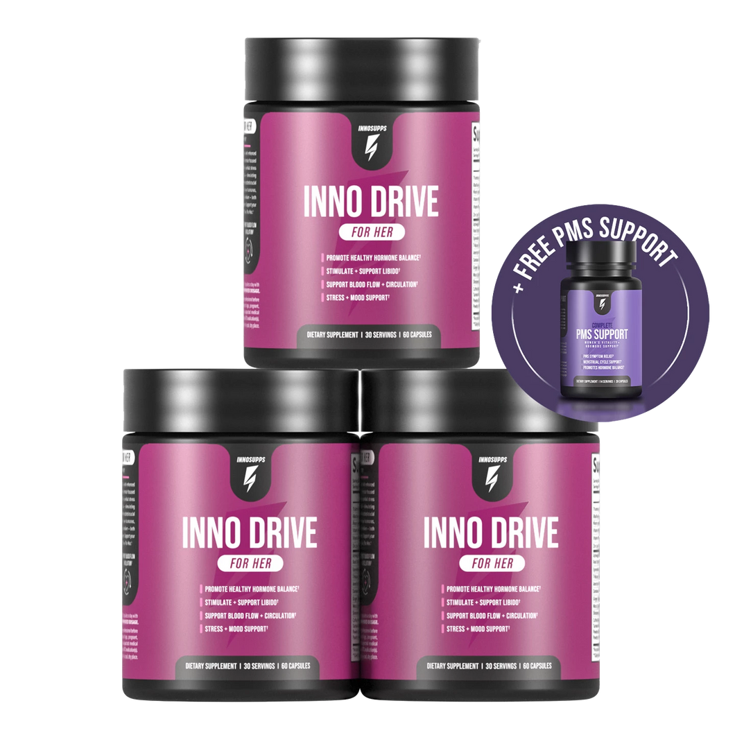 3 Bottles of Inno Drive: For Her + 1 FREE PMS Support