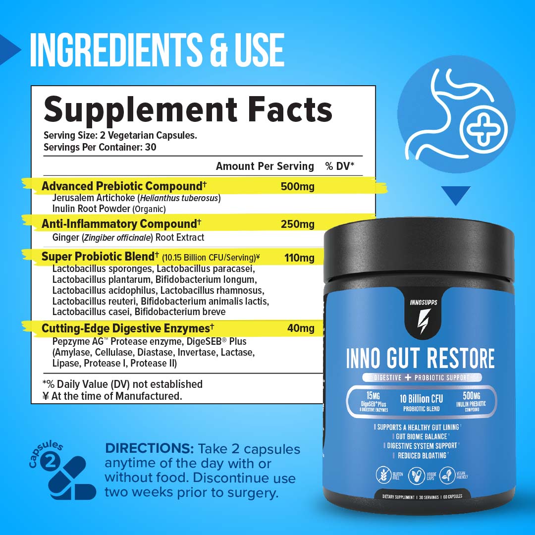 Inno Gut Restore - Probiotic, 10 Billion CFU, Improve Digestion, Immune ...